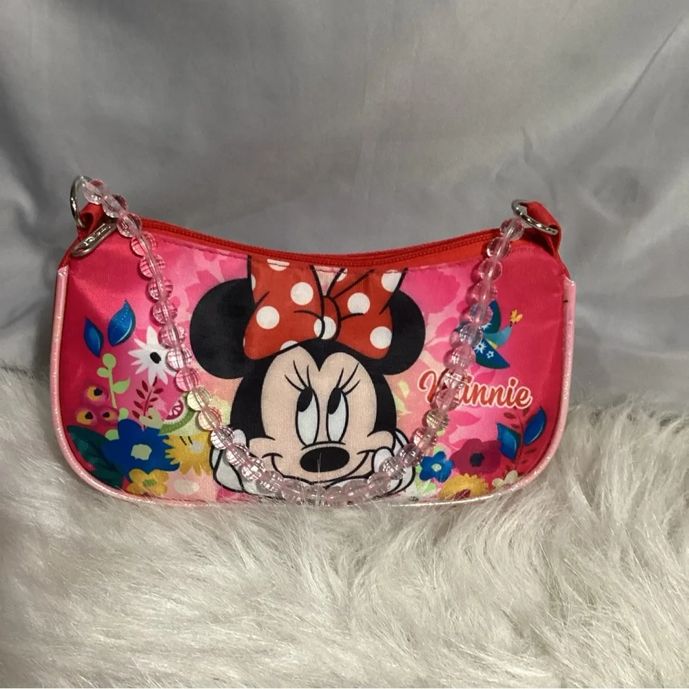 Disney Minnie Mouse Child’s Shoulder Handbag w/ Beaded Strap EUC